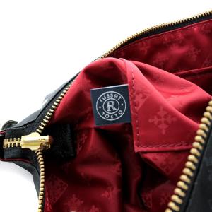 russet ショルダーバッグ リバーシブル ドット柄 ナイロン 黒 ブラック 白 ホワイト