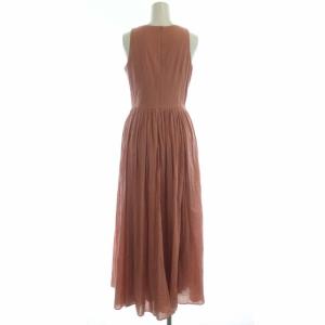 MARIHA 夏のレディのドレス ワンピース ノースリーブ ギャザー フレア ロング クルーネック 36 ダークピンク