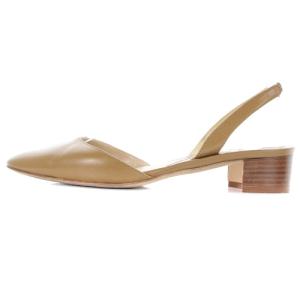 MANOLO BLAHNIK パンプス ストラップ レザー ローヒール 37 24cm 茶色 ブラウン