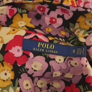 POLO RALPH LAUREN フラワープリント ロングワンピース シャツワンピース フレア 半袖 花柄 0 黒 ブラック ピンク マルチカラー