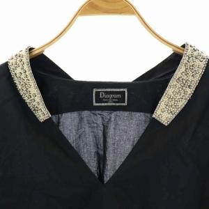 Diagram GRACE CONTINENTAL パールビジュー ブラウス Vネック 長袖 プルオーバー 36 黒 ブラック
