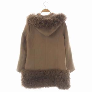 GRACE CONTINENTAL ボリュームファーコート ジップアップ フード付き ラムファー ミドル丈 36 ブラウン