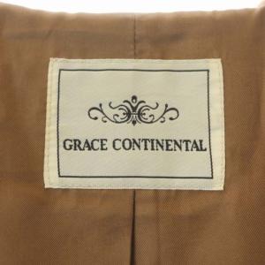 GRACE CONTINENTAL ボリュームファーコート ジップアップ フード付き ラムファー ミドル丈 36 ブラウン