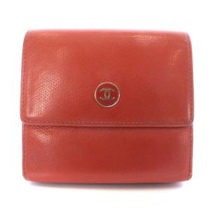 ヴィンテージ 財布 三つ折り ココボタン レザー オレンジ 8番台