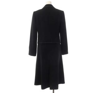 Aquascutum セットアップ フォーマル テーラードジャケット リボンデザイン 総裏地 ワンピース 七分袖 黒