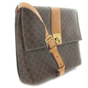 CELINE ショルダー バッグ ロゴ マカダム柄 茶色 ブラウン
