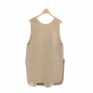 ENFOLD 21AW シャルムダブルフェイスプルオーバーロングベスト ノースリーブ クルーネック ウール 38 ベージュ