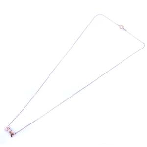 AHKAH プチリュバンローズ ネックレス リボンモチーフ ダイヤモンド 0.01ct Au750 K18 ゴールド