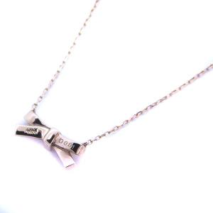 AHKAH プチリュバンローズ ネックレス リボンモチーフ ダイヤモンド 0.01ct Au750 K18 ゴールド