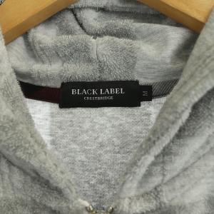 BLACK LABEL CRESTBRIDGE ロゴ刺繍 半袖パーカー ジップアップ パイル地 チェック M グレー