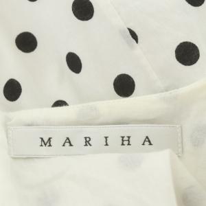 MARIHA 夏のレディのドレス ワンピース ロング ノースリーブ ドット 水玉 ギャザー フレア 白 黒 ホワイト ブラック