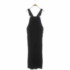 Overallベロアオーバーオール サロペット ストレート 36 ブラック