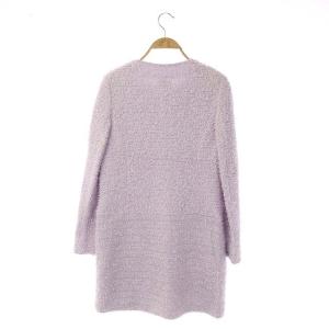 Harrods ノーカラーコート スプリングコート ツイード ミドル丈 ラベンダー