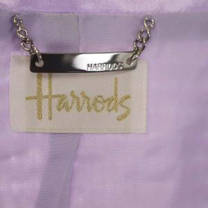 Harrods ノーカラーコート スプリングコート ツイード ミドル丈 ラベンダー