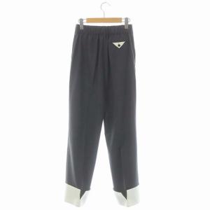 ADORE 21AW ファインストライプパンツ ストレート タック センタープレス ロールアップ ウール 38 ダークグレー オフホワイト