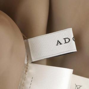 ADORE シアーストライプワンピース ドッキング 切替 リブニット ハイネック フレア ロング 半袖 38