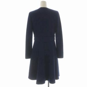 EPOCA ミラノリブフレアニットコート ジップアップ ロング ウール 40 ネイビー