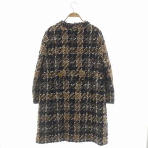 Grace Class 21AW チェックツイードコート シルク モヘヤ混 36 ネイビー ベージュ