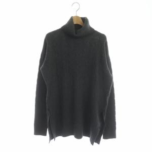 ケーブル タートルネック ニット セーター プルオーバー 長袖 ウール カシミヤ混 M グレー