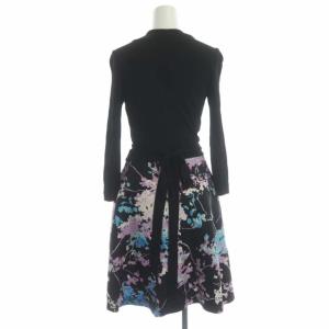 DIANE von FURSTENBERG カシュクールワンピース ラップワンピース ひざ丈 切替 九分袖 2 マルチカラー