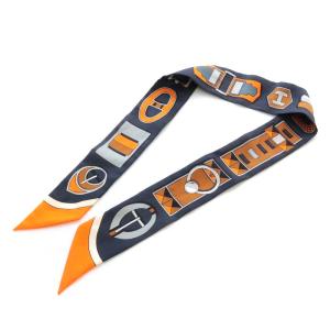 HERMES ツイリー スカーフ カレ アン ブックル CARRE EN BOUCLES シルク 黒 ブラック オレンジ