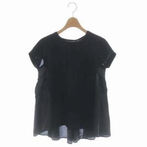 カットソー 半袖 プルオーバー バックシアー 胸ポケット クルーネック 1 黒 ブラック