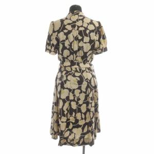 DIANE von FURSTENBERG シルク 総柄 フリル シャツワンピース 前開き パフスリーブ ベルト付き 4 マルチカラー