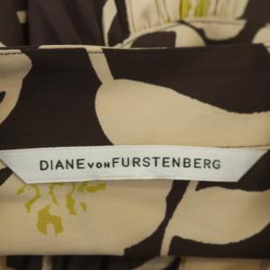 DIANE von FURSTENBERG シルク 総柄 フリル シャツワンピース 前開き パフスリーブ ベルト付き 4 マルチカラー