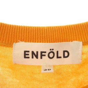 ENFOLD カーディガン クルーネック 絹 シルク 長袖 38 オレンジ