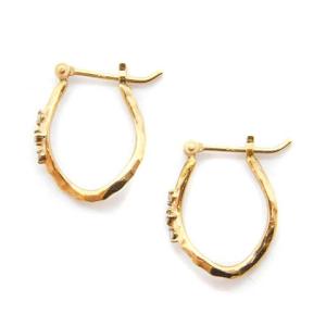 agete フープピアス K10 0.01ct イエローゴールド