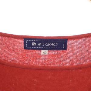 M'S GRACY フリルリボン サマーニットカットソー ボートネック 半袖 40 赤 レッド