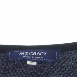 M'S GRACY 19SS ロゴ刺繍半袖カットソー プルオーバー スパンコール 40 ネイビー ホワイト