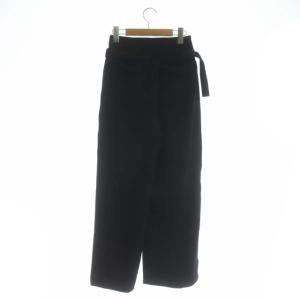 JOHN SMEDLEY ベルト付きウールハイウエストパンツ ワイドパンツ タック 1 紺 ネイビー