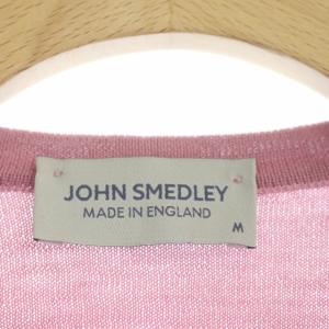 JOHN SMEDLEY コットンクルーネックニット カットソー プルオーバー 長袖 M ピンク