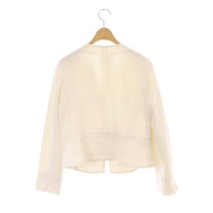 23区 vingt-trois コットングログランジャージーノーカラージャケット 背抜き 40 白 ホワイト