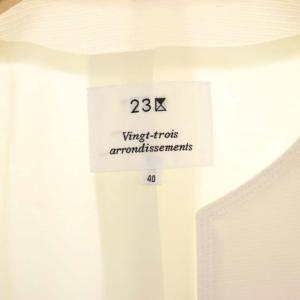 23区 vingt-trois コットングログランジャージーノーカラージャケット 背抜き 40 白 ホワイト