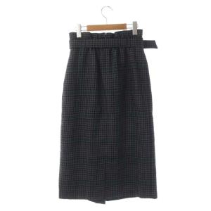 ANAYI チドリチェックロングタイトスカート ベルト付き 38 グレー ネイビー ブラック グリーン