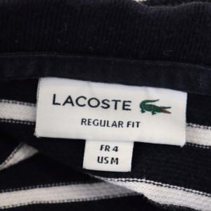 LACOSTE ワンポイントロゴ ボーダーカットソー プルオーバー 半袖 FR4 濃紺 白 ダークネイビー ホワイト
