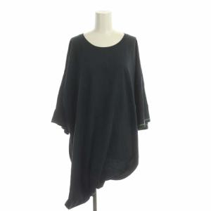 MM6 ステッチ アシンメトリー Tシャツ チュニック カットソー 七分袖 S 紺 ネイビー