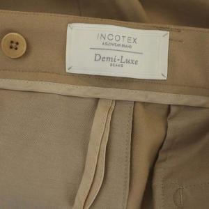 INCOTEX フランネルシガレットパンツ テーパード タック センタープレス ジッパーフライ ウール 44 ベージュ