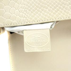 Longchamp ワンショルダーバッグ パイソン型押し レザー オフホワイト