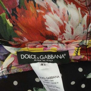 DOLCE&GABBANA チュニックブラウス シルクフラワー ドット 42 マルチカラー