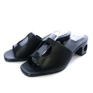 Elia ミュール サンダル チャンキーヒール レザー 23.5cm ブラック