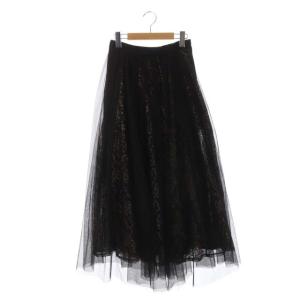 Ameri VINTAGE 20AW CURTAIN LACE TULLE SKIRT フレアスカート チュール シアー レース マキシ ロング M 黒