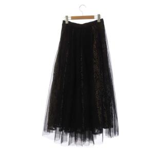 Ameri VINTAGE 20AW CURTAIN LACE TULLE SKIRT フレアスカート チュール シアー レース マキシ ロング M 黒