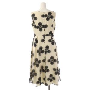 Diagram GRACE CONTINENTAL ワンピース ノースリーブ Vネック バイカラーフラワー ミモレ ロング 36 オフホワイト 黒 ブラック