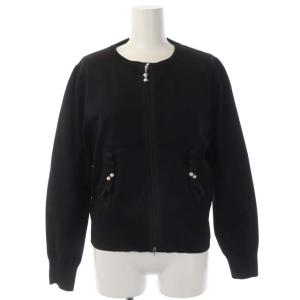 フェイクパール ニットアンサンブル ジップアップ カーディガン ニット 半袖 40