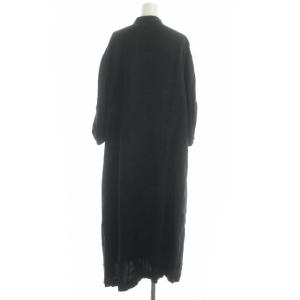 23区 lab 21SS ノルマンディ ヘビーリネン パフスリーブ ワンピース ノーカラー 38 ブラック