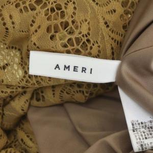 Ameri VINTAGE LAYLA LACE DRESS ワンピース レース 長袖 ロング フレア F キャメル