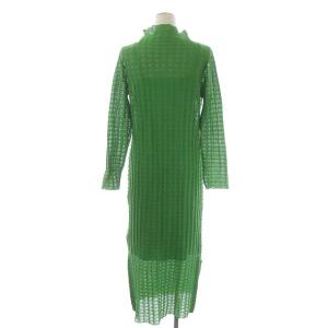 Ameri VINTAGE 21AW PLAID SHEER TURTLE KNIT DRESS ワンピース ニット ロング 長袖 インナー付き F 緑